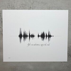 NEW Life's An Adventure Soundwave Wall Art Print 8x10in Black White Minimalist